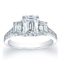 Square Emerald Channel-Set Side Stones Engagement Ring